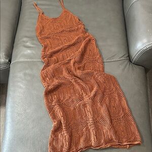 MNG Rust Crochet Maxi Dress. Size M. EUC. unlined